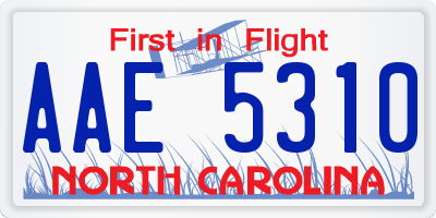 NC license plate AAE5310