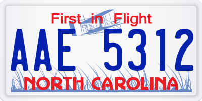 NC license plate AAE5312