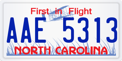 NC license plate AAE5313