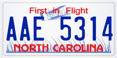 NC license plate AAE5314