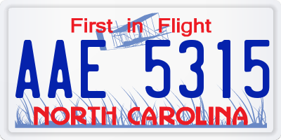 NC license plate AAE5315