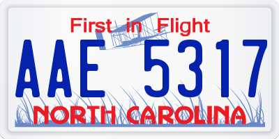 NC license plate AAE5317