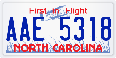 NC license plate AAE5318