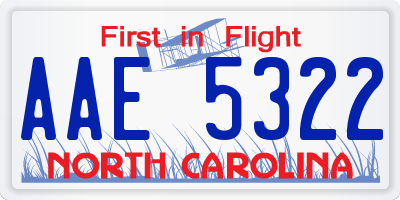 NC license plate AAE5322