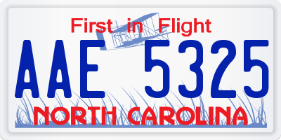 NC license plate AAE5325