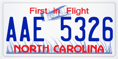 NC license plate AAE5326