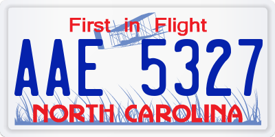 NC license plate AAE5327