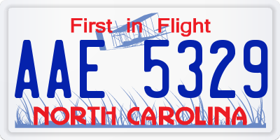 NC license plate AAE5329