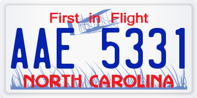 NC license plate AAE5331