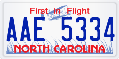 NC license plate AAE5334