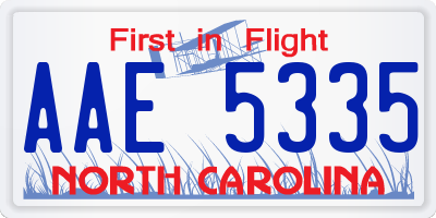 NC license plate AAE5335