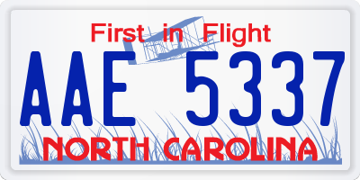 NC license plate AAE5337