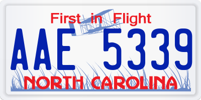 NC license plate AAE5339