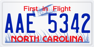 NC license plate AAE5342