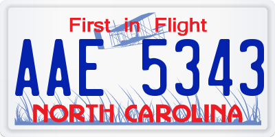 NC license plate AAE5343