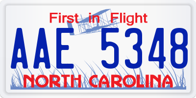 NC license plate AAE5348