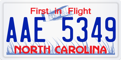 NC license plate AAE5349