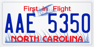 NC license plate AAE5350