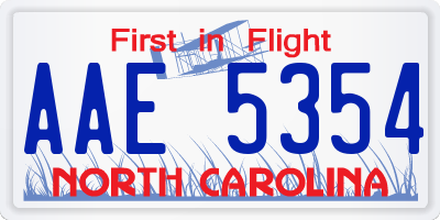 NC license plate AAE5354