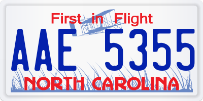 NC license plate AAE5355