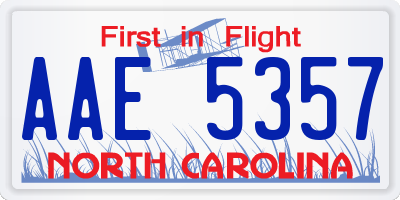 NC license plate AAE5357