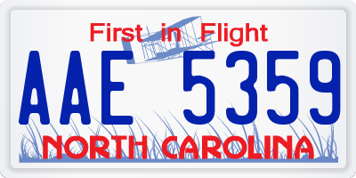 NC license plate AAE5359