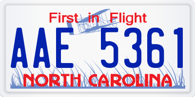 NC license plate AAE5361