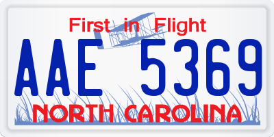 NC license plate AAE5369