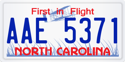 NC license plate AAE5371