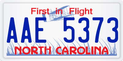 NC license plate AAE5373