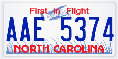 NC license plate AAE5374