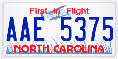 NC license plate AAE5375