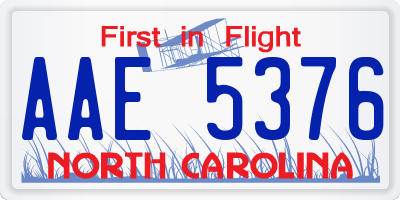 NC license plate AAE5376