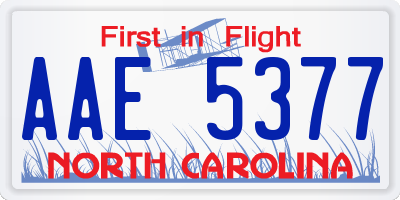 NC license plate AAE5377