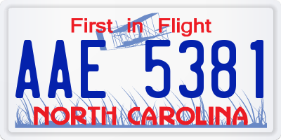 NC license plate AAE5381