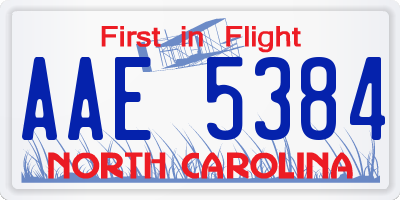 NC license plate AAE5384