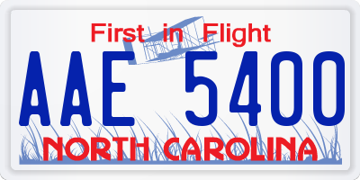 NC license plate AAE5400