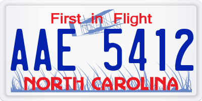 NC license plate AAE5412