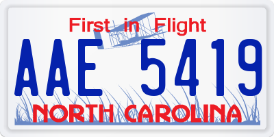 NC license plate AAE5419