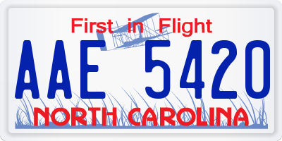 NC license plate AAE5420