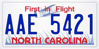 NC license plate AAE5421