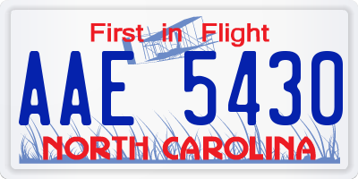 NC license plate AAE5430