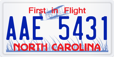 NC license plate AAE5431