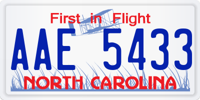 NC license plate AAE5433
