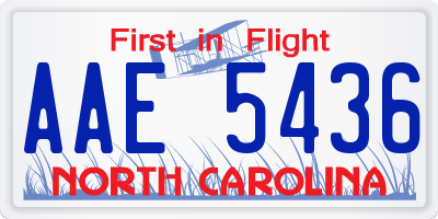 NC license plate AAE5436