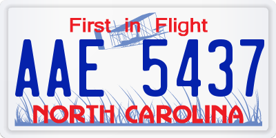 NC license plate AAE5437