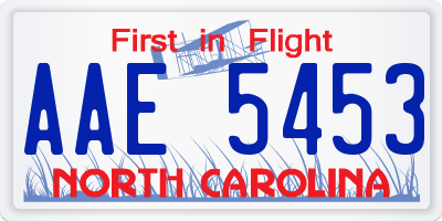 NC license plate AAE5453
