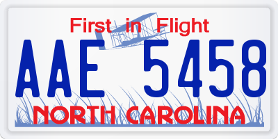 NC license plate AAE5458
