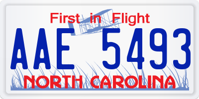 NC license plate AAE5493