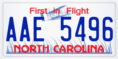 NC license plate AAE5496